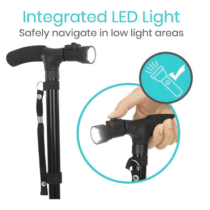 SecureStep Cane – LED + Fall Alert