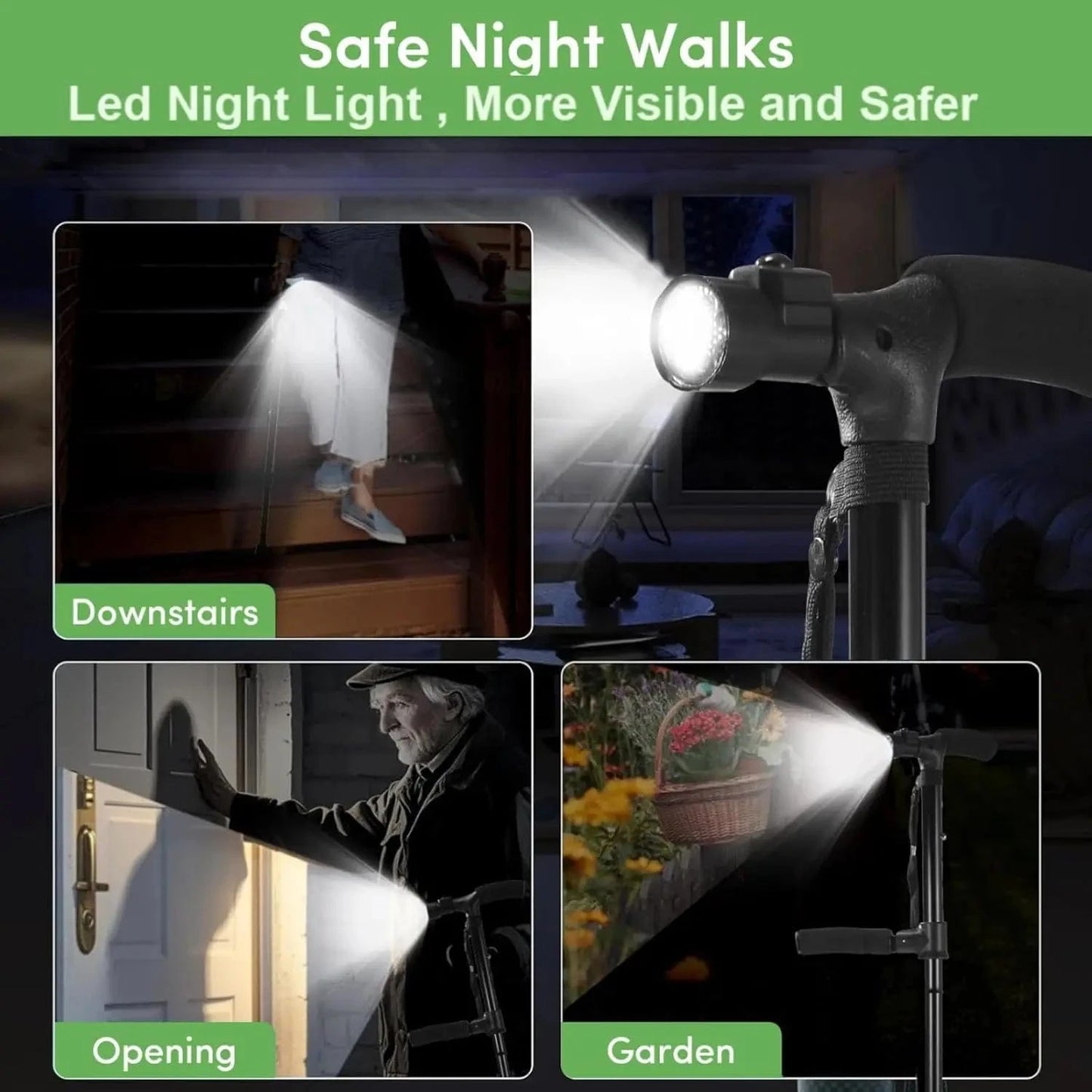 SecureStep Cane – LED + Fall Alert